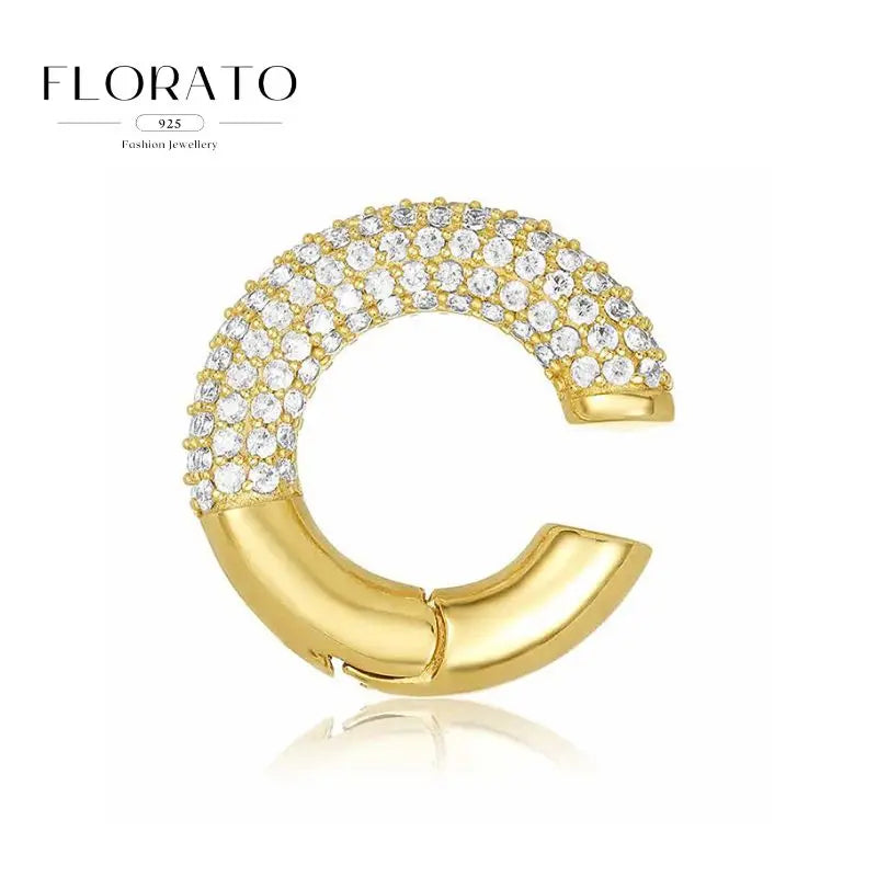 925 Sterling Silver Needle Micro-set Half Circle Zircon Hoop Ear Buckle Geometric Luxury Earrings Fashion Jewelry Gift Wholesale - Lootquake