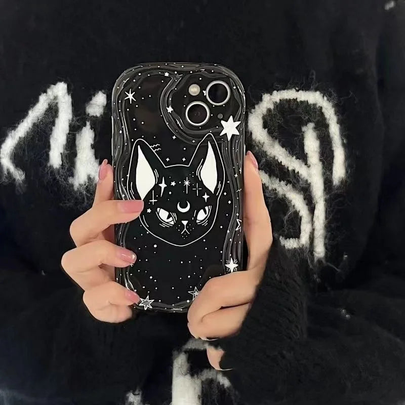 So Cool Dark Star Cat Cartoon Black Phone Case