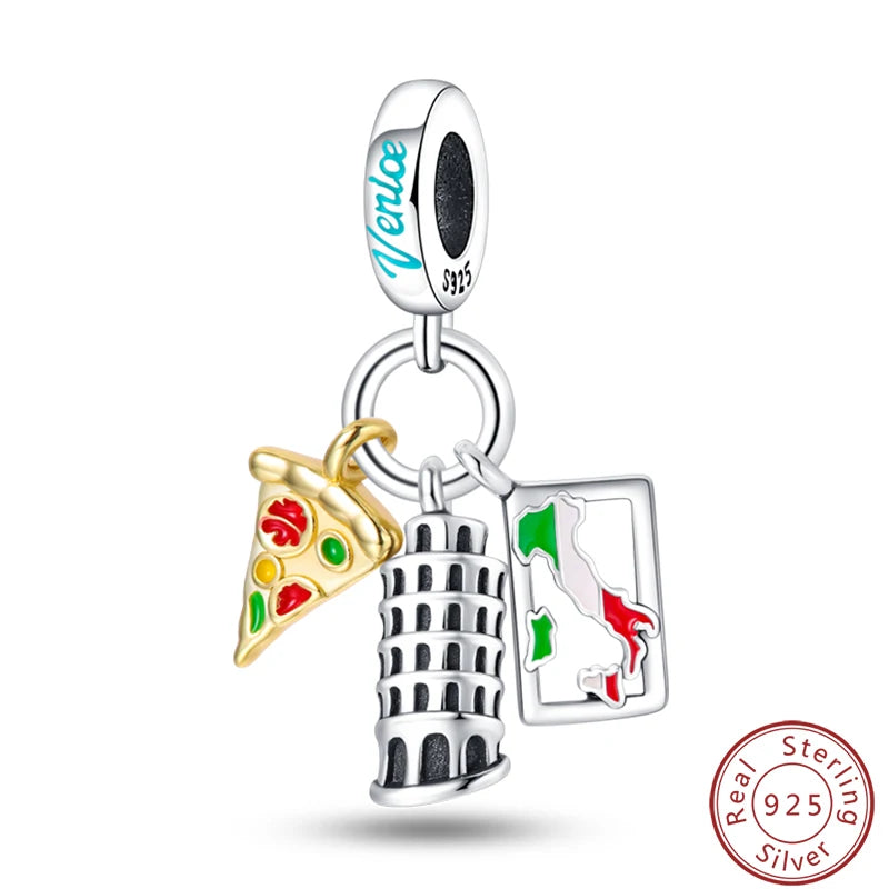 S925 Sterling Silver Princess Golf Hamster Camera Travel Three Piece Set Charms Beads 3mm DIY Fine Jewelry Making - Lootquake