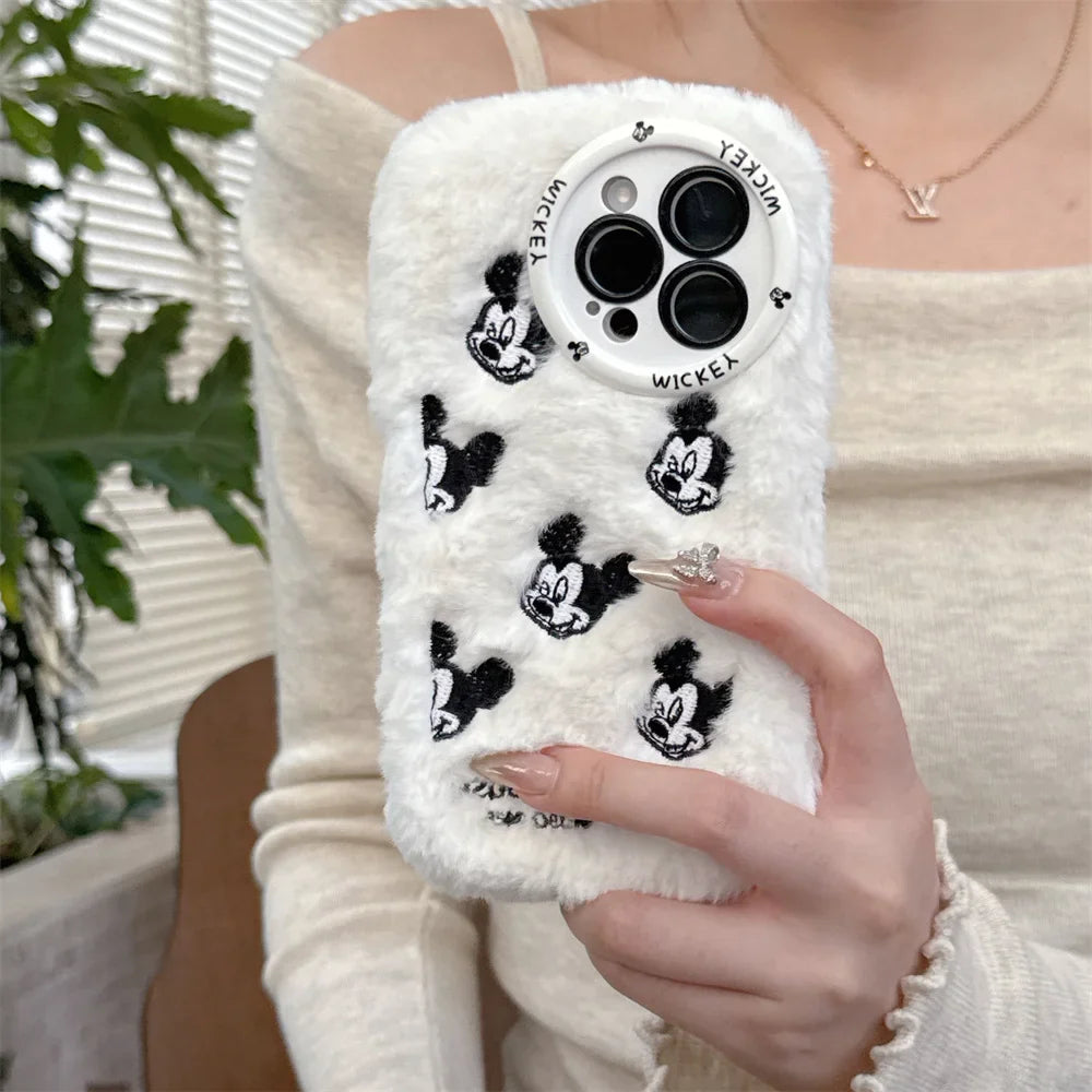 Funda para teléfono de peluche suave 3D de Disney Mickey Senior