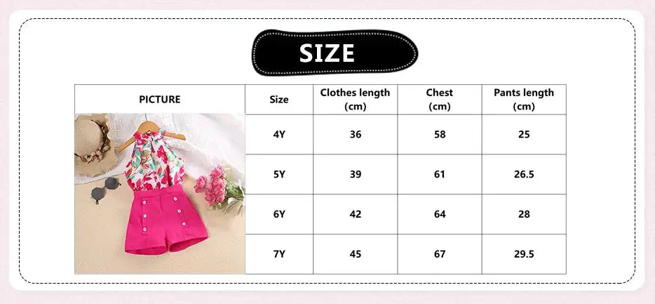 Kids Sets For Girls 4-7 Years Summer Girls Dopamine Print Sleeveless Top & Shorts Leisure Daily Classic Style Baby Girl Set - Lootquake