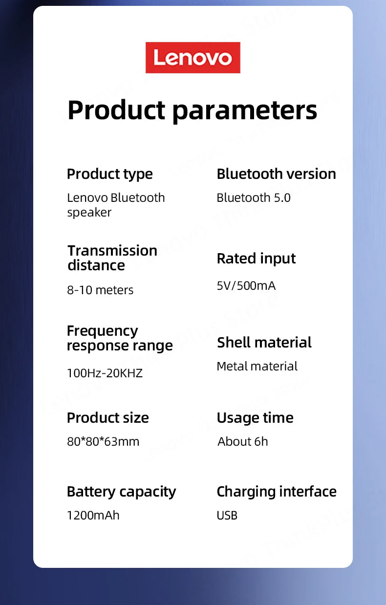 Altavoz portátil inalámbrico Bluetooth Lenovo K30, resistente al agua, con USB, para exteriores, con sonido envolvente y graves.