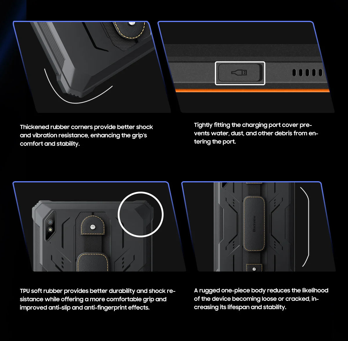 Tablette PC Blackview Active 8 Pro 16 Go 256 Go Batterie 22 000 mAh Android 13 Écran 2,4 K 10,36 pouces Caméra 16 Mpx + 48 Mpx Tablette robuste