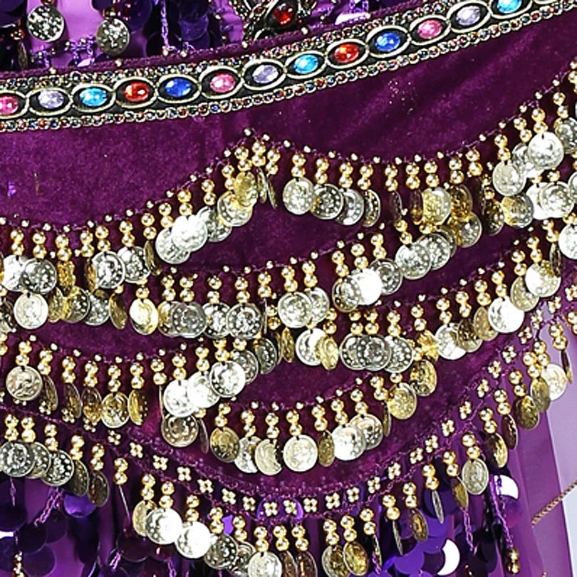 1PC New Style Belly Dance Belt Newest Multi-color Glass Silk Velvet Dancing Belt Scarf Crystal BellyDance Waist Chain Hip Scarf