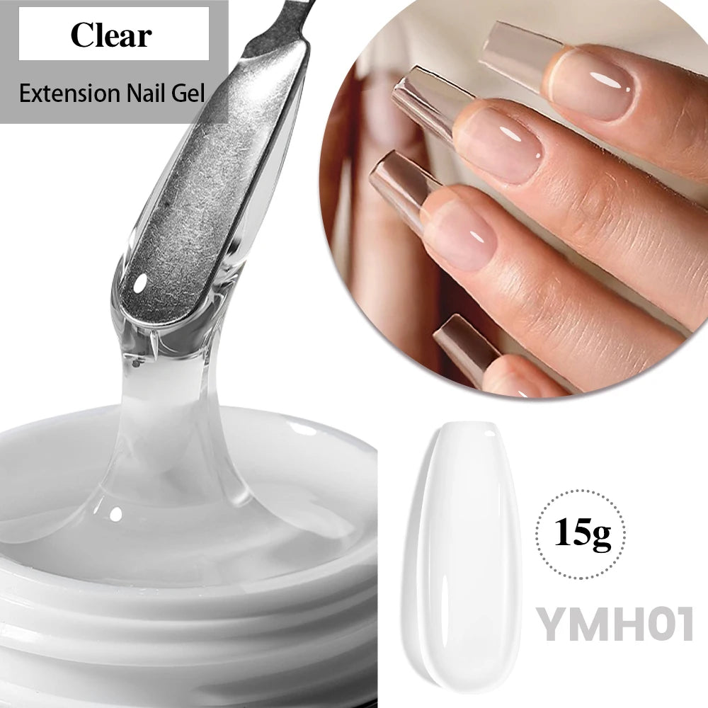 Esmalte de uñas en gel YOKEFELLOW de 15 g, color rosa nude, transparente, para construcción, extensión, remojo, UV LED, acrílico.