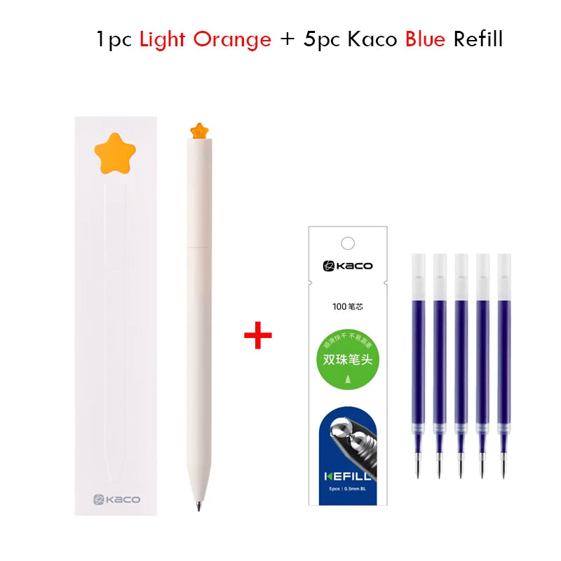 Juegos de bolígrafos de gel KACO, útiles escolares y de oficina para niños, de 0,5 mm de alta capacidad, con forma de corazón o signo del zodiaco, artículos de escritura, regalos de amor, artículos bonitos.