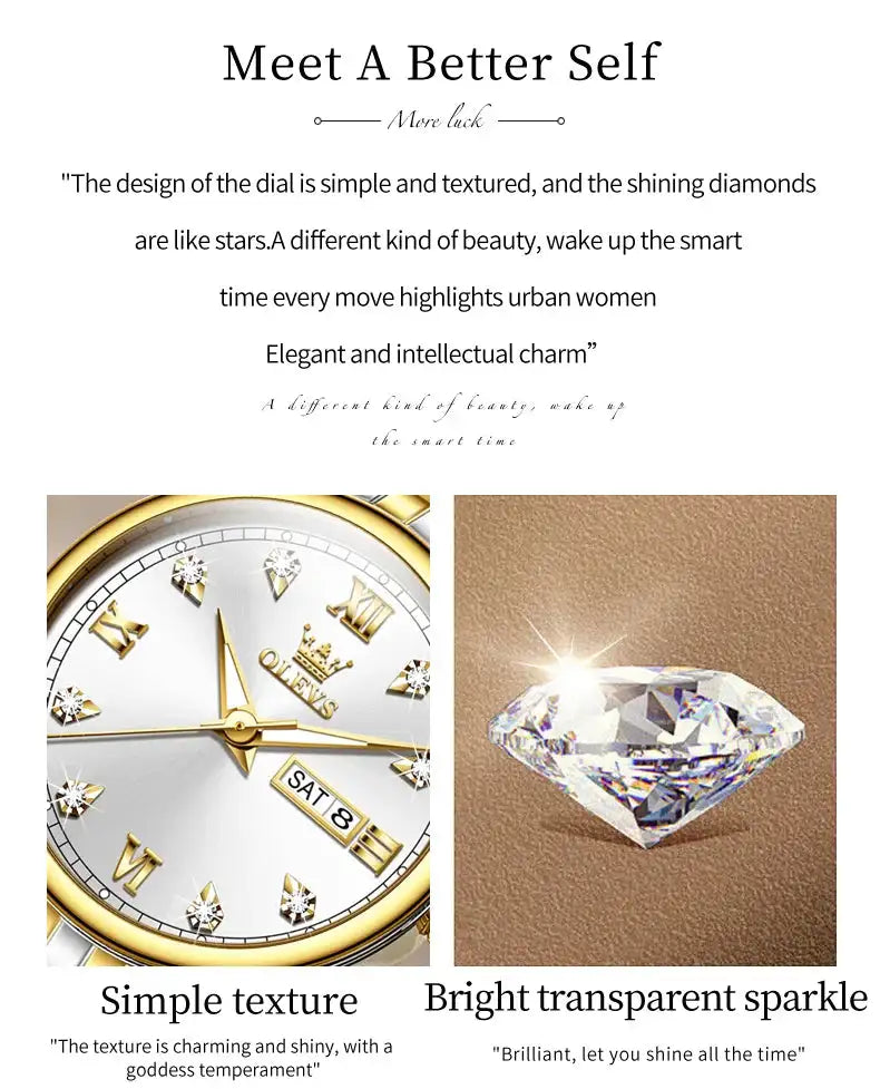 OLEVS Luxury Brand Quartz Watch for Women Stainless Steel Waterproof Ladies Wristwatch Fashion Diamond Dial Women's Watch New In - Lootquake