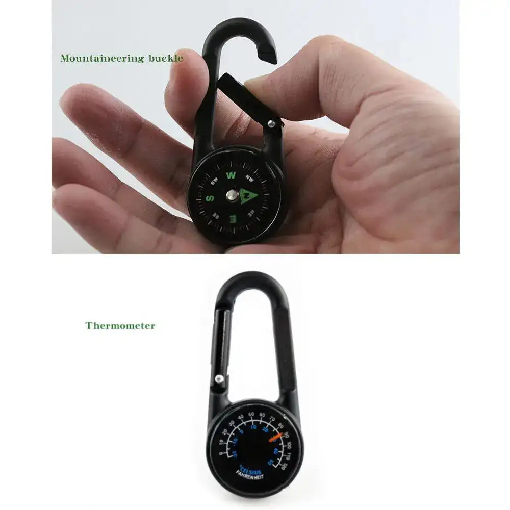 Mini Compass Thermometer Carabiner Compass Thermometer Carabiner 3 in 1 Outdoor Hiking Key Buckle Double Sided Metal Compasses - Lootquake