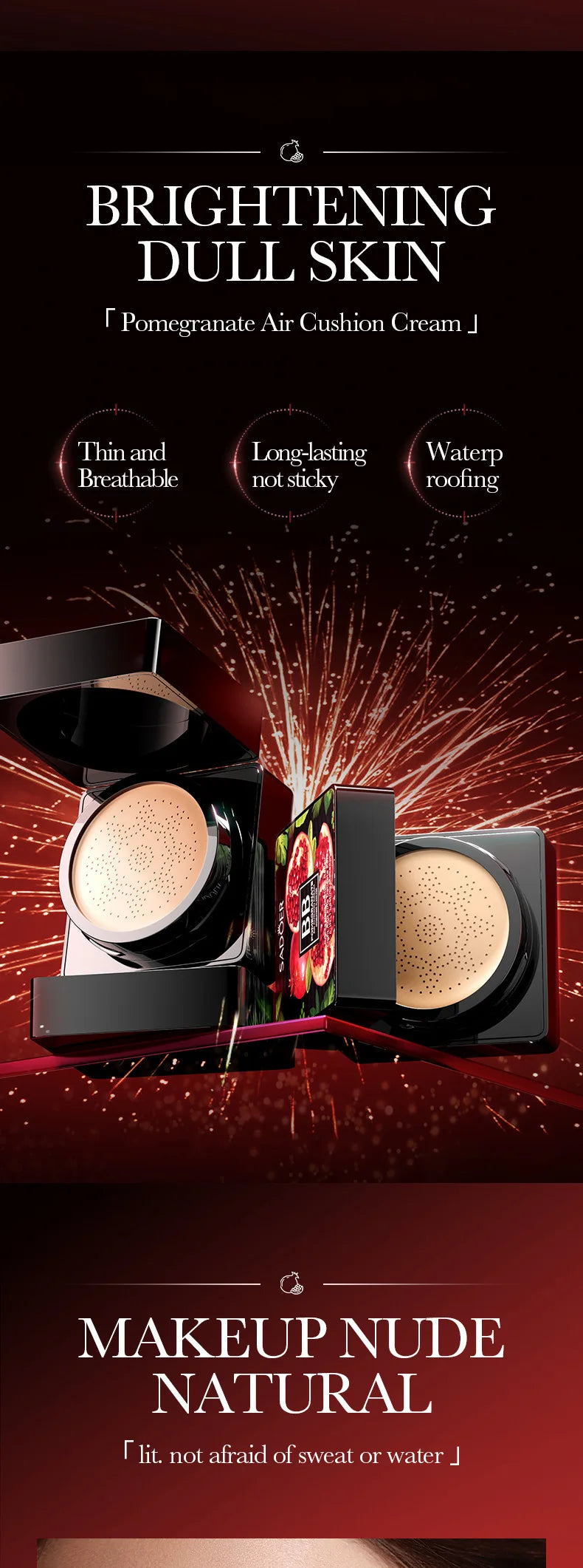 Coussin d'air CC Crème Fond de teint tête de champignon Hydratant Longue tenue Cosmétiques visage Éclaircissant naturel Base de teint Maquillage