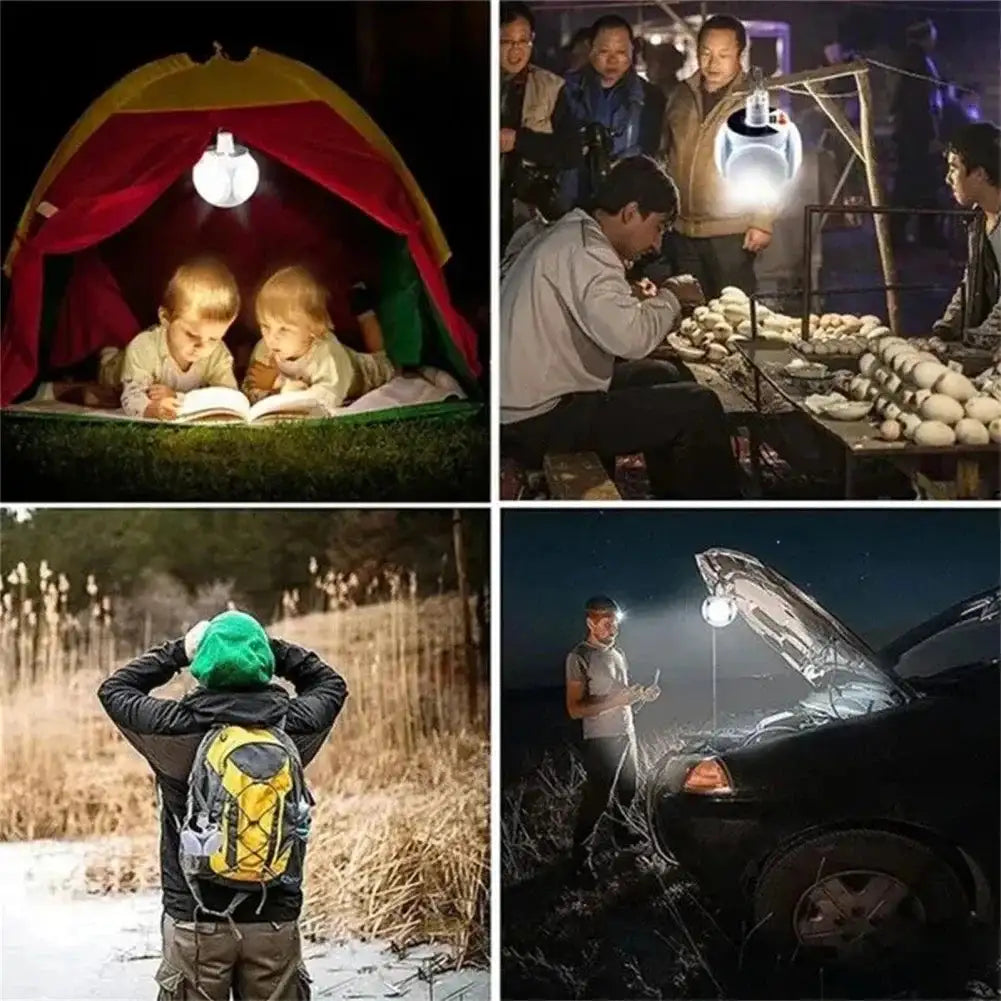 Portable Solar Powered LED Rechargeable Camping Light Hook Tent Light Multifunctional Outdoor Emergency Lighting Spotlight - Lootquake