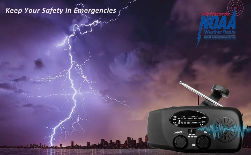2000mAh Emergency Crank Weather Radio with LED Flashlight, Alertsync Portable AM/FM/NOAA Solar Radio with Phone Charger, SOS Ala