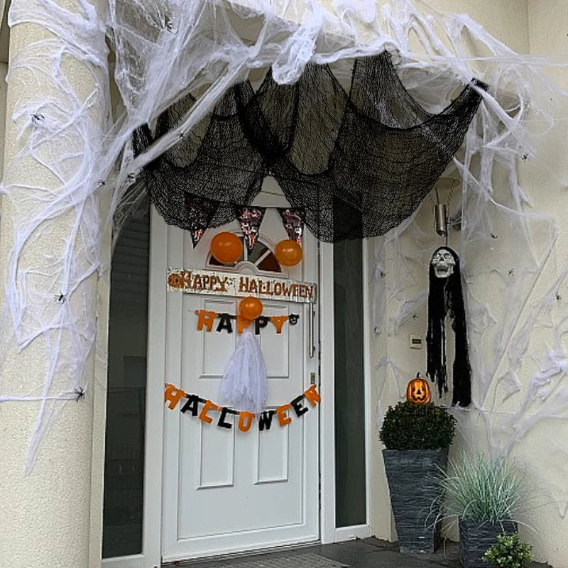 2M/4M Halloween Decorations Black Creepy Gauze Cloth Window Table Door Net Spooky Fancy Dress Party Haunted House Wall DIY Decor