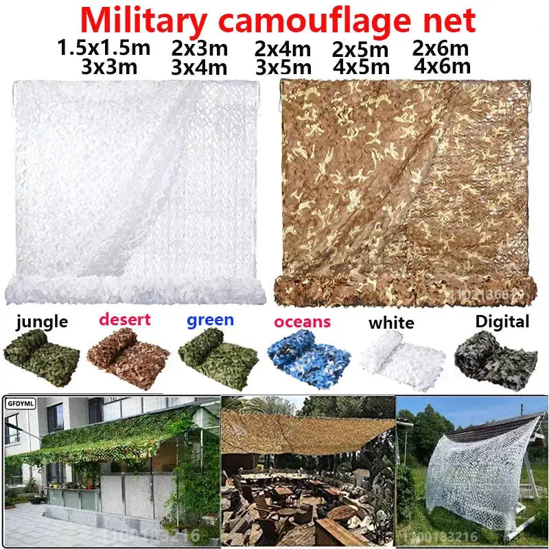 Military Camouflage Net Camouflage Net Military Net Shade Net Hunting Garden Car Outdoor Camping Shade Tent 2x2m/3x6m4x5m - Lootquake