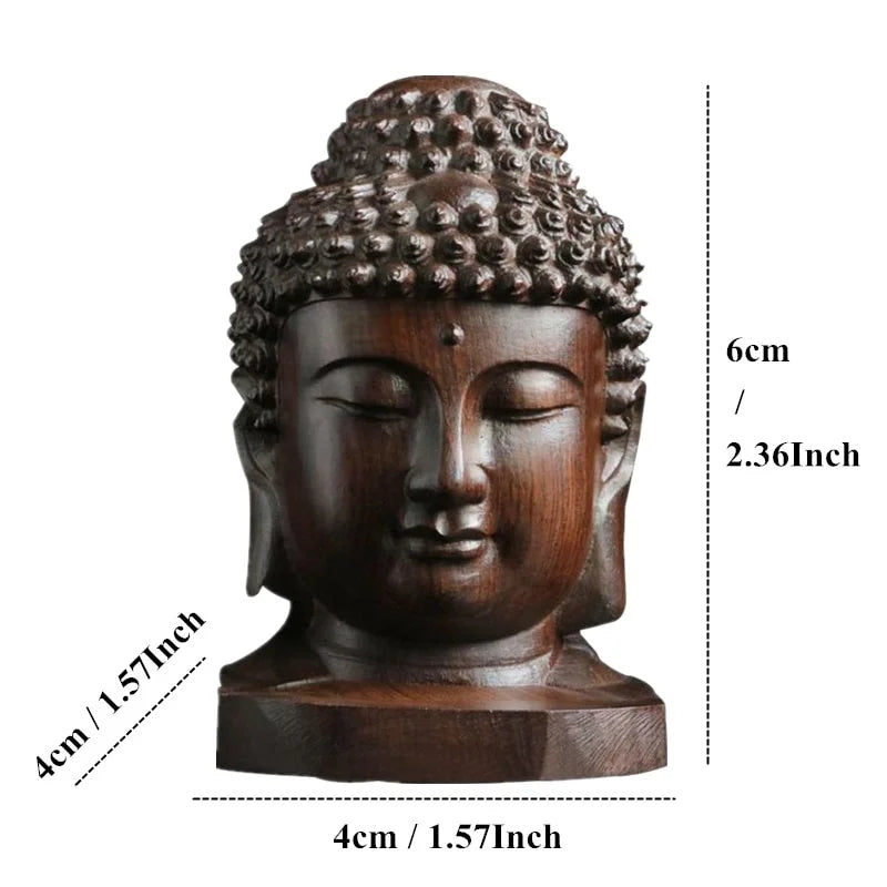 Estatua de madera de Sakyamuni de 2,36 pulgadas, 6 cm, Buda de madera, figuras creativas de Tathagata, cabeza de caoba de la India, artesanías, decoración de coche