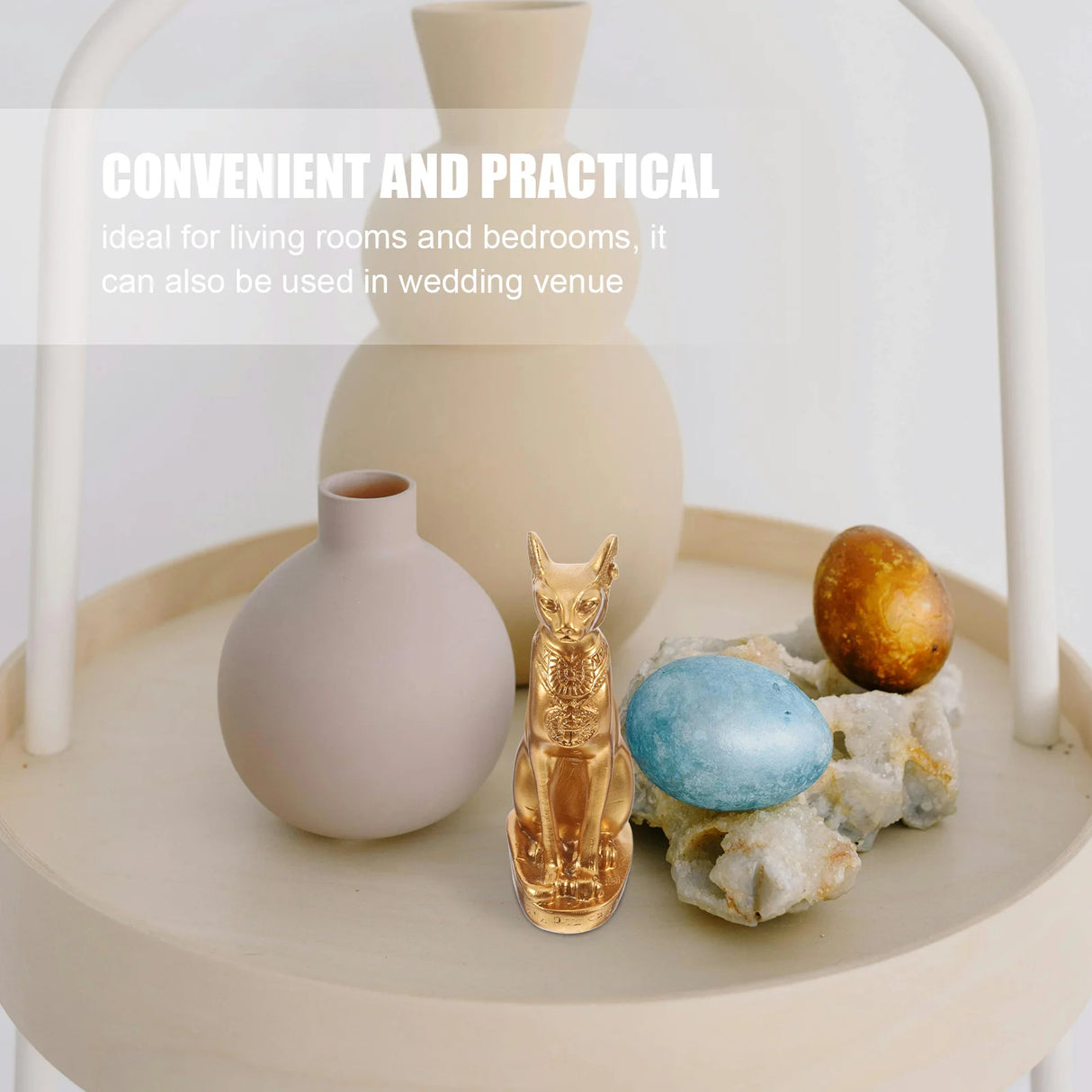 Statue de Bastet, dieu chat égyptien, décoration dorée, ornement de table en résine, décoration de bureau, déesse du sable