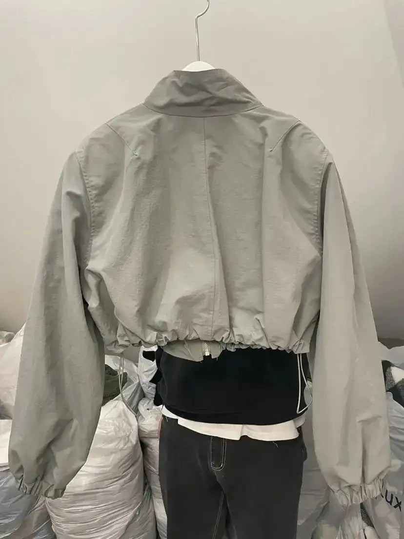 2024 Autumn Vintage Women's Windbreaker Cropped Jackets Harajuku Oversized Streetwear Long Sleeve Fashion Female Elegant Top - Lootquake