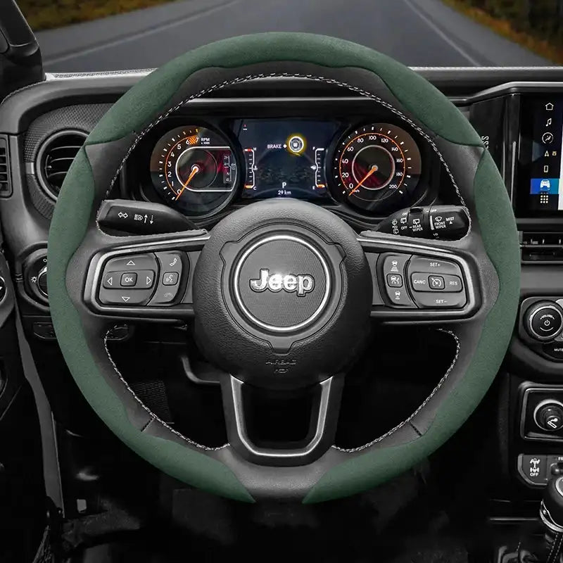 For Jeep Suede Snap-on Steering Wheel Cover Fit Renegade Compass Wrangler Jk Jl Grand Cherokee Wk2 Accessories Wj Portachiavi - Lootquake