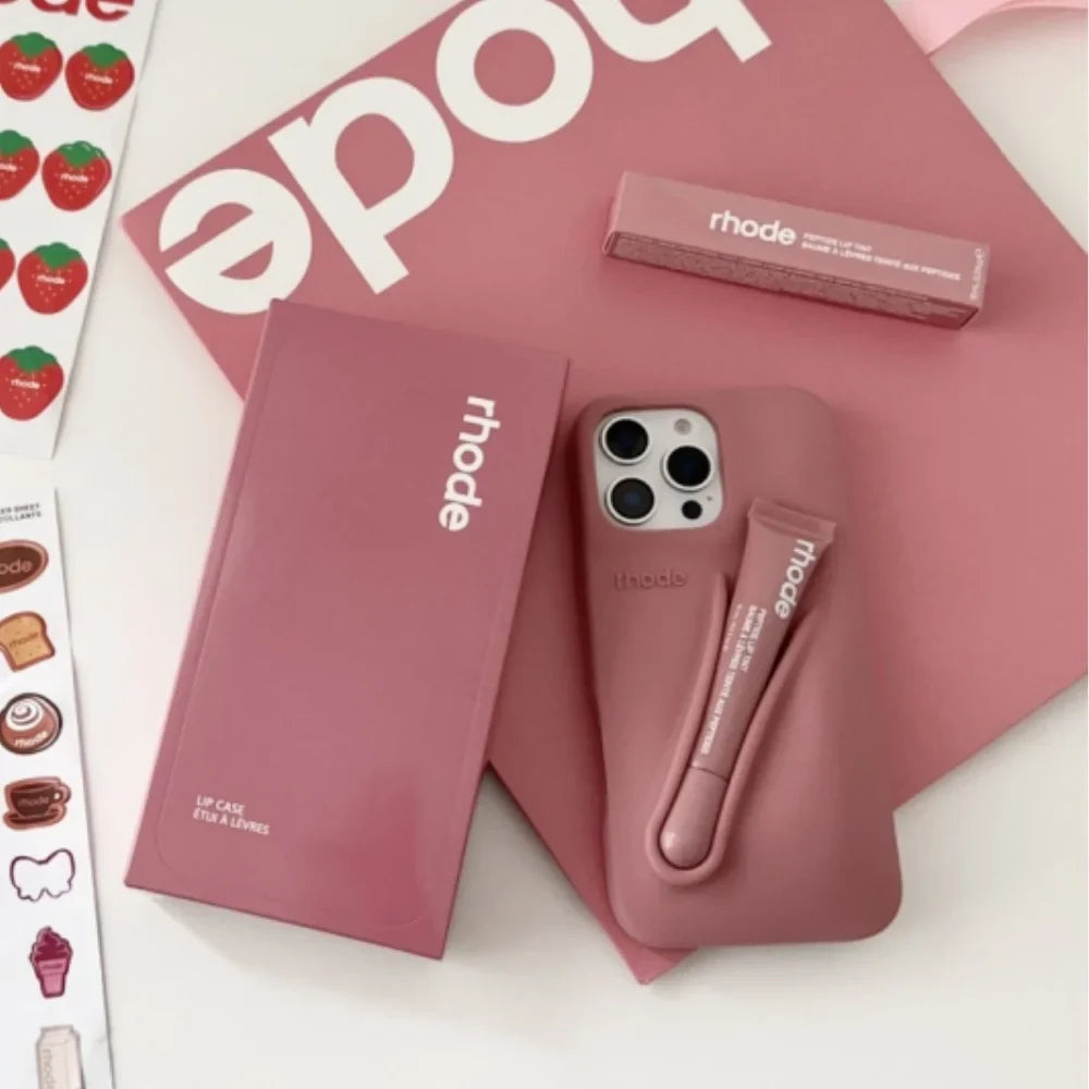 Estuche de regalo de 4 piezas Rhode Lip para iPhone con bolsa de compras