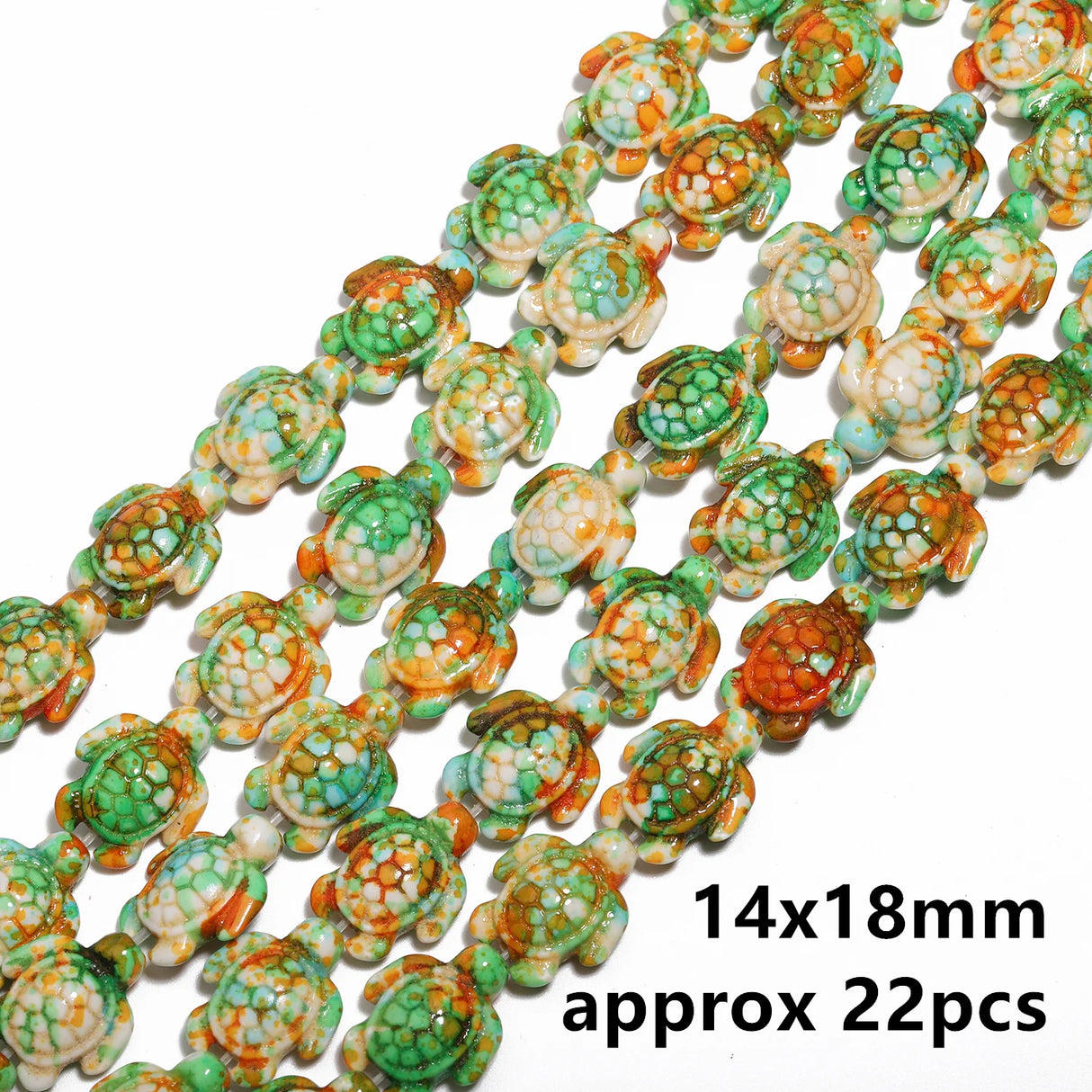 14x18mm 22pcs Sea Turtle Random Color Mix Natural Turquoise Stone Beads Bead for Jewelry Making DIY Ocean Series Bracelet - Lootquake