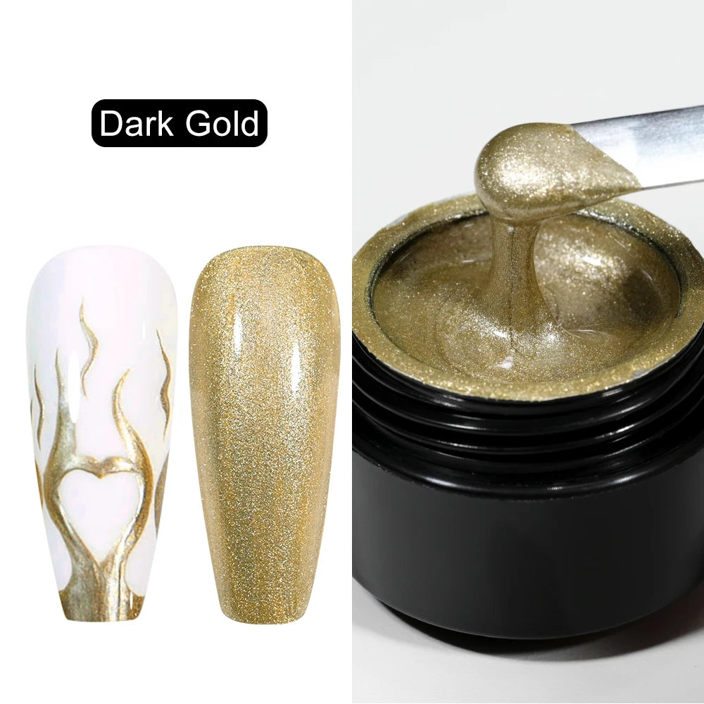 8ml Silver Mirror Metallic Nail Gels Polish UV Soak Off Paint Gel Polish Flower Drawing Gold Superbright Nails Lacquer UV Gel #*