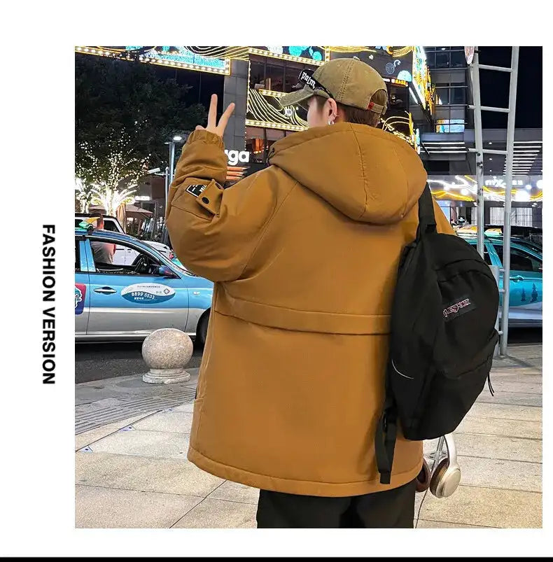 2023 Winter Thicken Fleece Hooded Jackets Mens Waterproof Warm Coats Windbreaker Outwear Males Outdoor - Lootquake