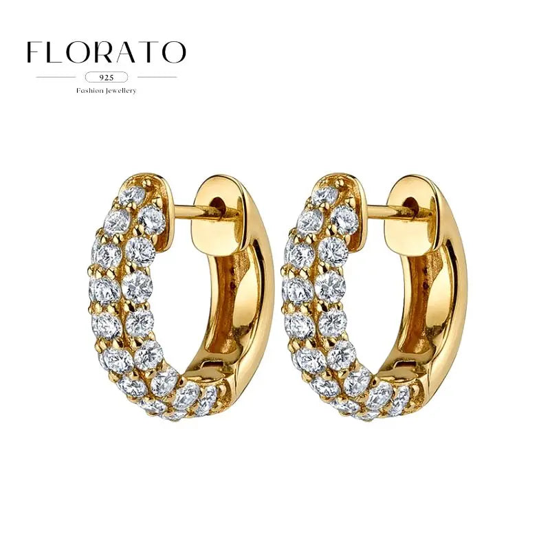 Boucles d'oreilles créoles en argent sterling 925, micro-serties, demi-cercles en zircone, géométriques, de luxe, bijoux tendance, cadeau, vente en gros