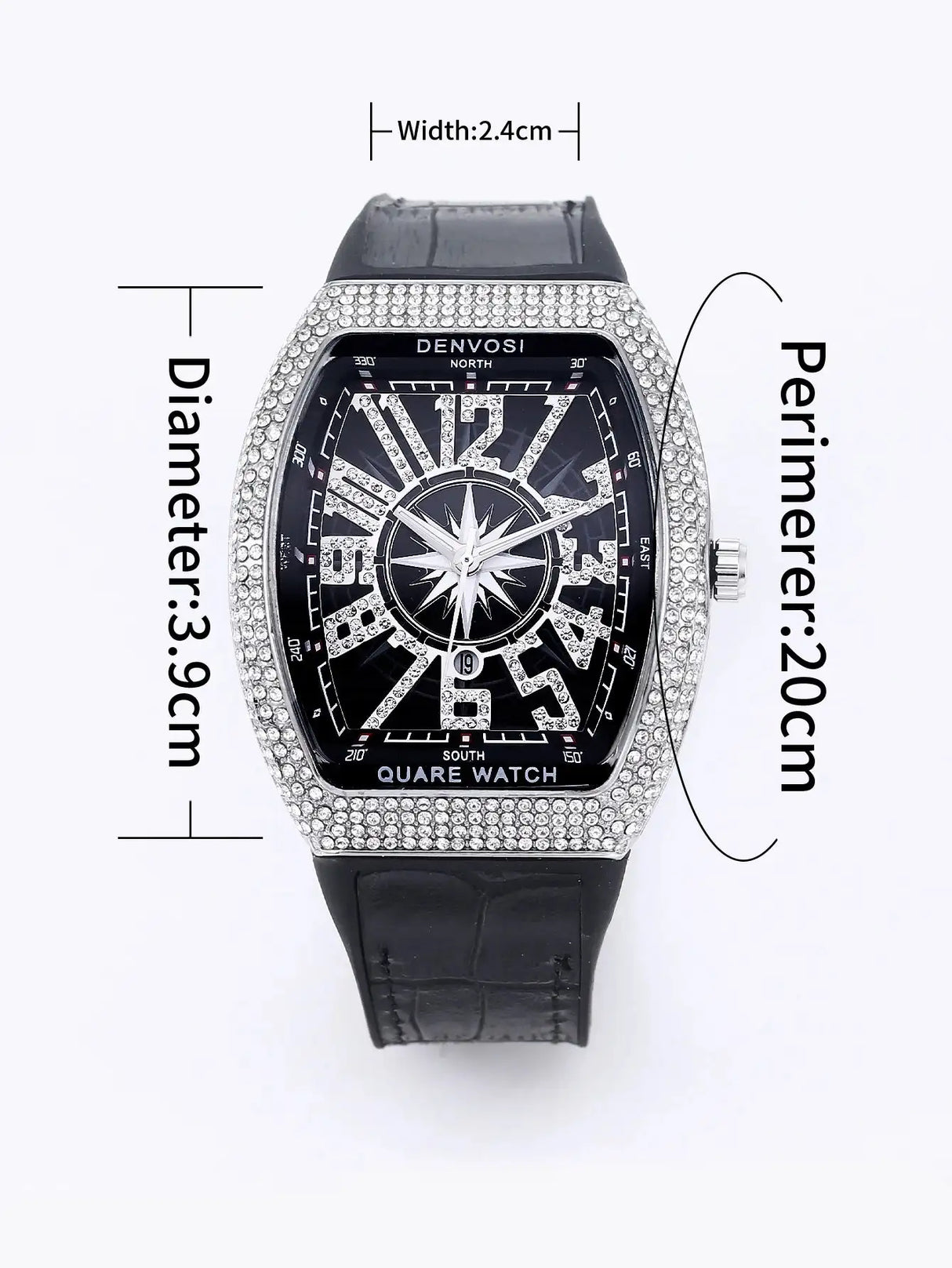 Luxury Diamond wristwatch for women Fasion and elegant quartz watch with silicone watchstrap Waterproof luminous Tonneau watch - Lootquake