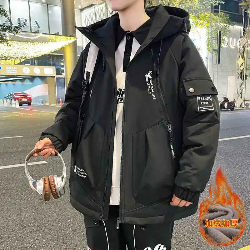 2023 Winter Thicken Fleece Hooded Jackets Mens Waterproof Warm Coats Windbreaker Outwear Males Outdoor - Lootquake
