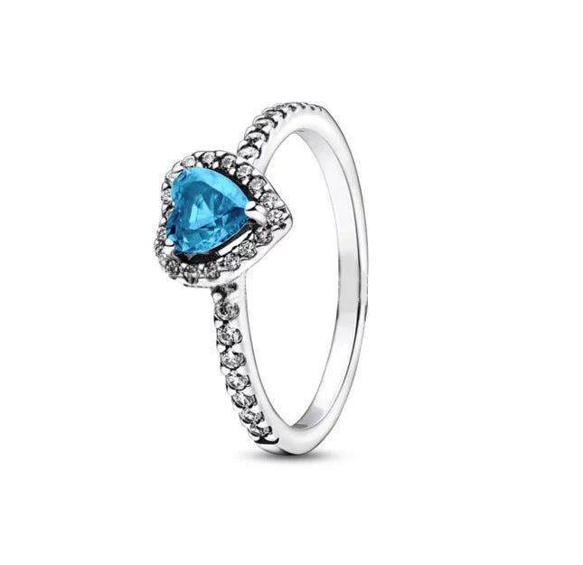 New Colored Crystal 925 Sterling Silver Ring Exquisite Women Shiny Heart Series Simple Ring Valentine's Day Gift for Lovers - Lootquake