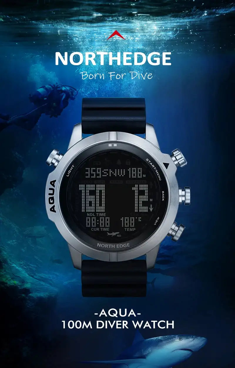Men Dive Computer Watch Waterproof 100M Smart Digital Free Diving Watches Barometer Compass Temperature Clock - Lootquake