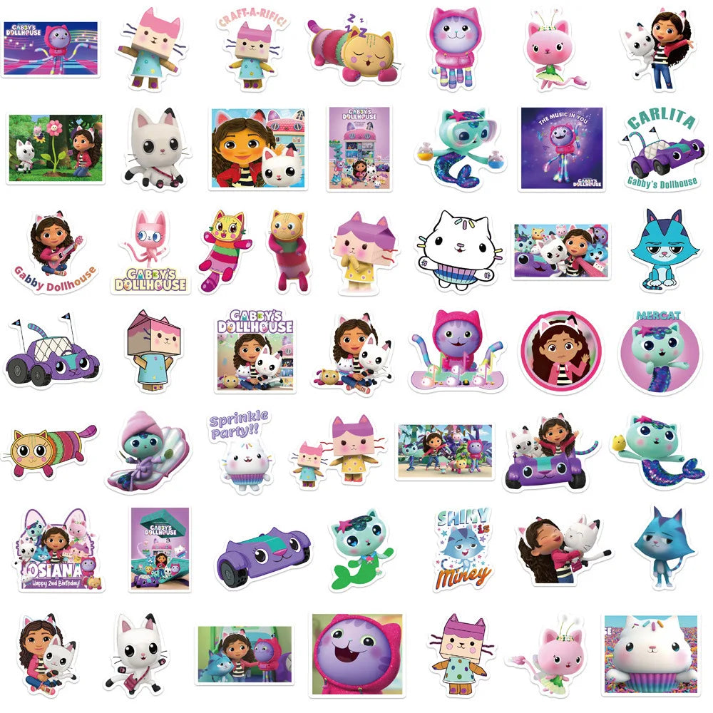 10/50Pcs Cartoon Gabbys Dollhouse Stickers Laptop Graffiti Luggage Suitcase Skateboard Phone Cute Sticker Children Decal Gift - Lootquake