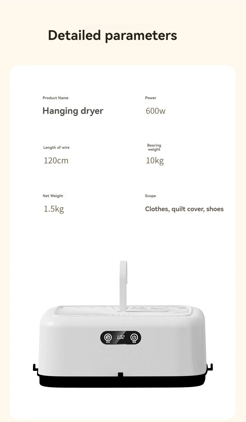 Mini sèche-linge portable pliable et électrique, intelligent, à séchage rapide et minuté, avec sac de séchage, compact et de voyage