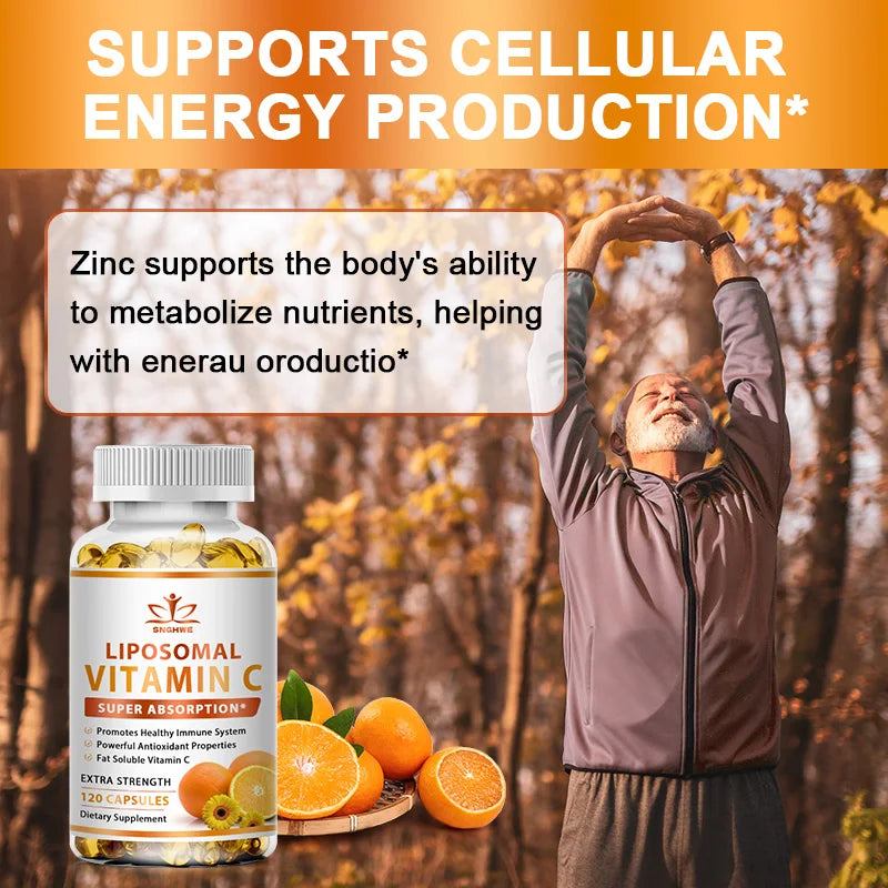 Organic Vitamin C Capsules 1000mg and Zinc 20mg Capsules Support Immune Health, anti-oxidation Beauty Health