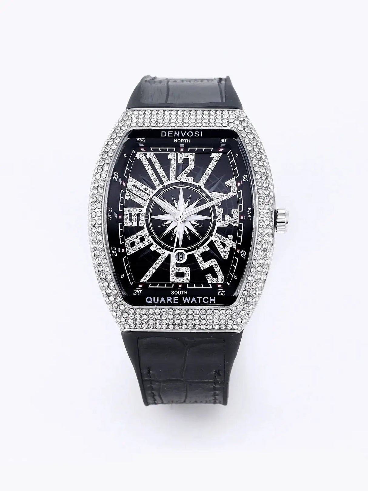 Luxury Diamond wristwatch for women Fasion and elegant quartz watch with silicone watchstrap Waterproof luminous Tonneau watch - Lootquake