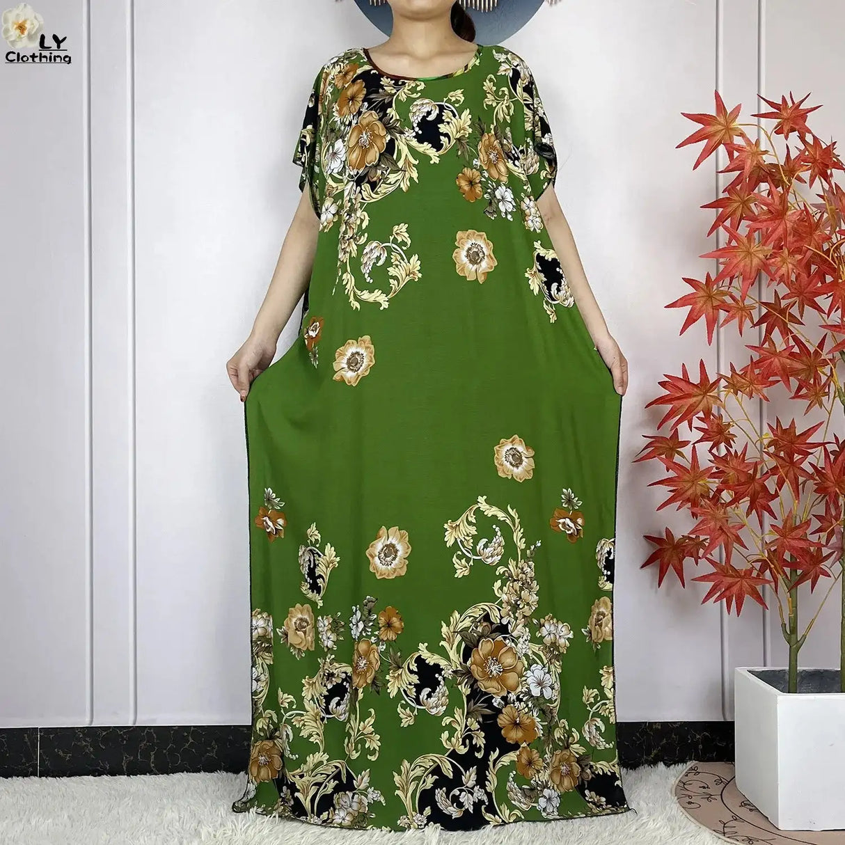 2024 Latest Muslim Sets Women Clothing Cotton Floral Loose Dashiki Long Dress African Abaya Dubai Traditional Islamic Clothing - Lootquake