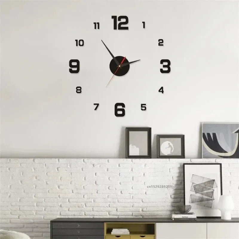 New 3D Acrylic Mirror Wall Clock Sticker for 40CM Fashion DIY Quartz Clocks Watch Home Decoration Living Room Stickers - Lootquake