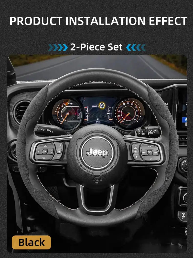 For Jeep Suede Snap-on Steering Wheel Cover Fit Renegade Compass Wrangler Jk Jl Grand Cherokee Wk2 Accessories Wj Portachiavi - Lootquake