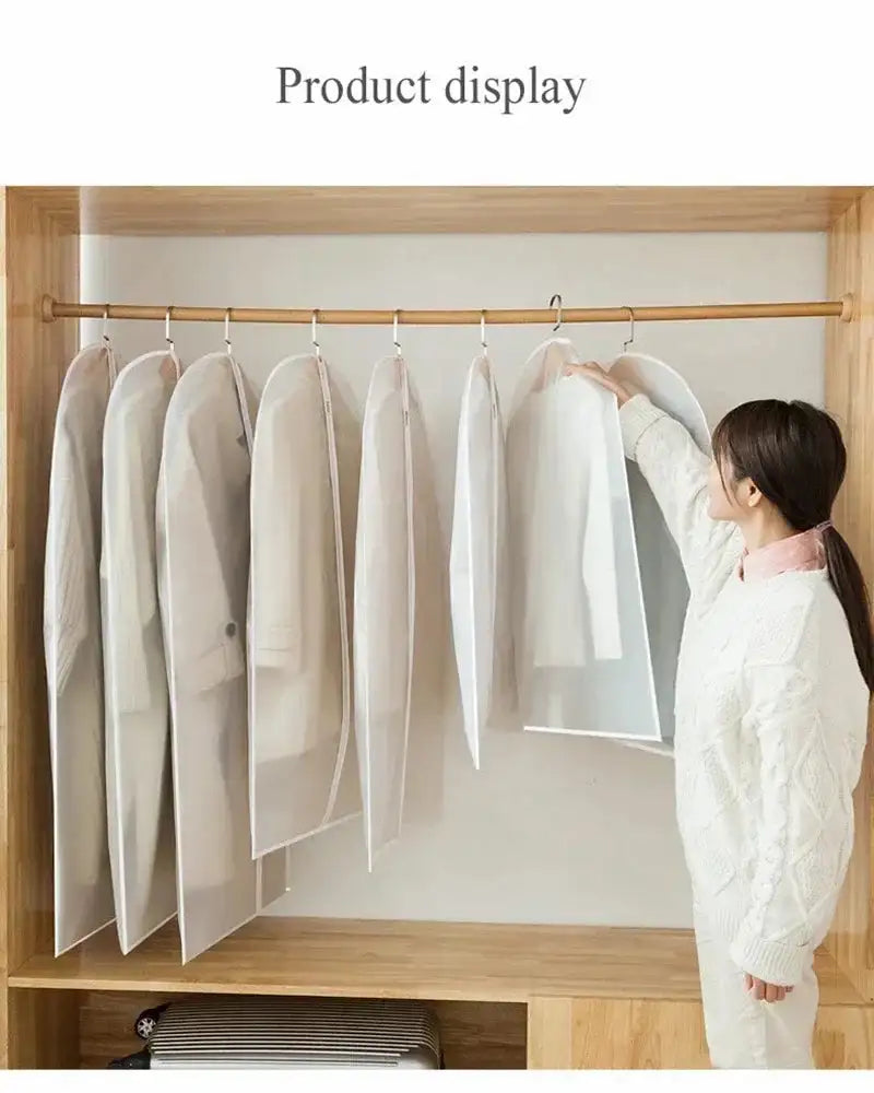 Dustproof Clothes Dust Cover Long Dress Suit Coat Dust Cover Closet Case Garment Storage Bag Clothes Wardrobes Hanging Organizer - Lootquake