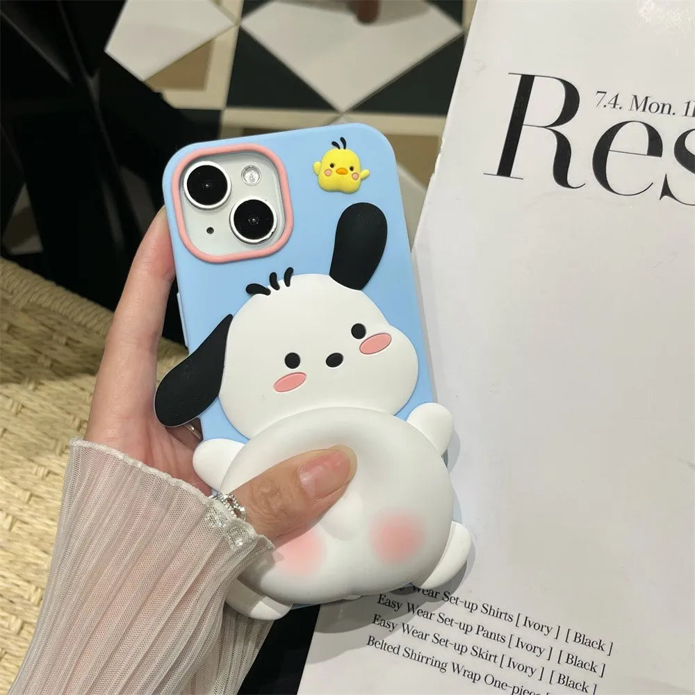 Funda para teléfono con trasero de perro Pochacco de dibujos animados