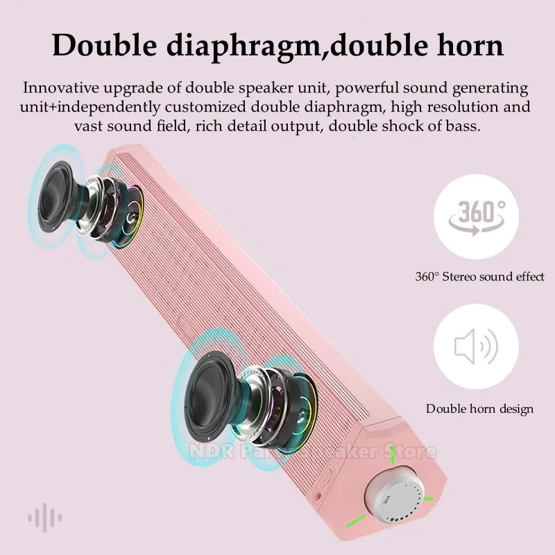 Home Bluetooth Gaming Speakers Portable USB Subwoofer Surround Stereo Sound Amplifiers Soundbar Speaker Desktop Speakers For PC