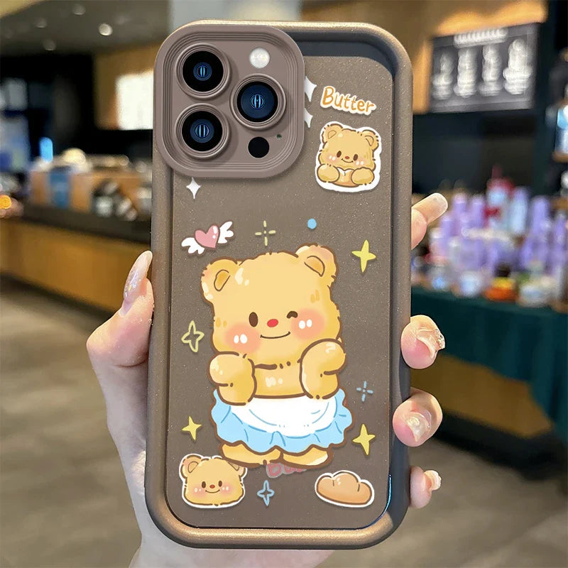 Funda para teléfono con diseño de oso de mantequilla