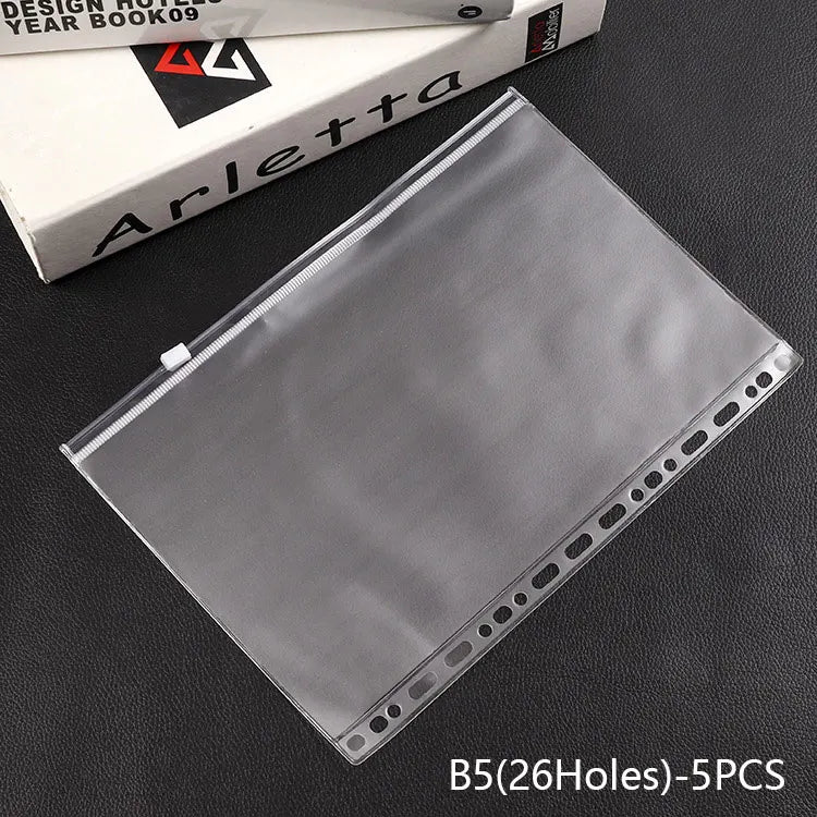 Bolsa de almacenamiento de PVC transparente con cremallera, antioxidante, mate, tamaño A5/A6, carpeta de información para guardar dinero, material escolar y de oficina, 5 unidades