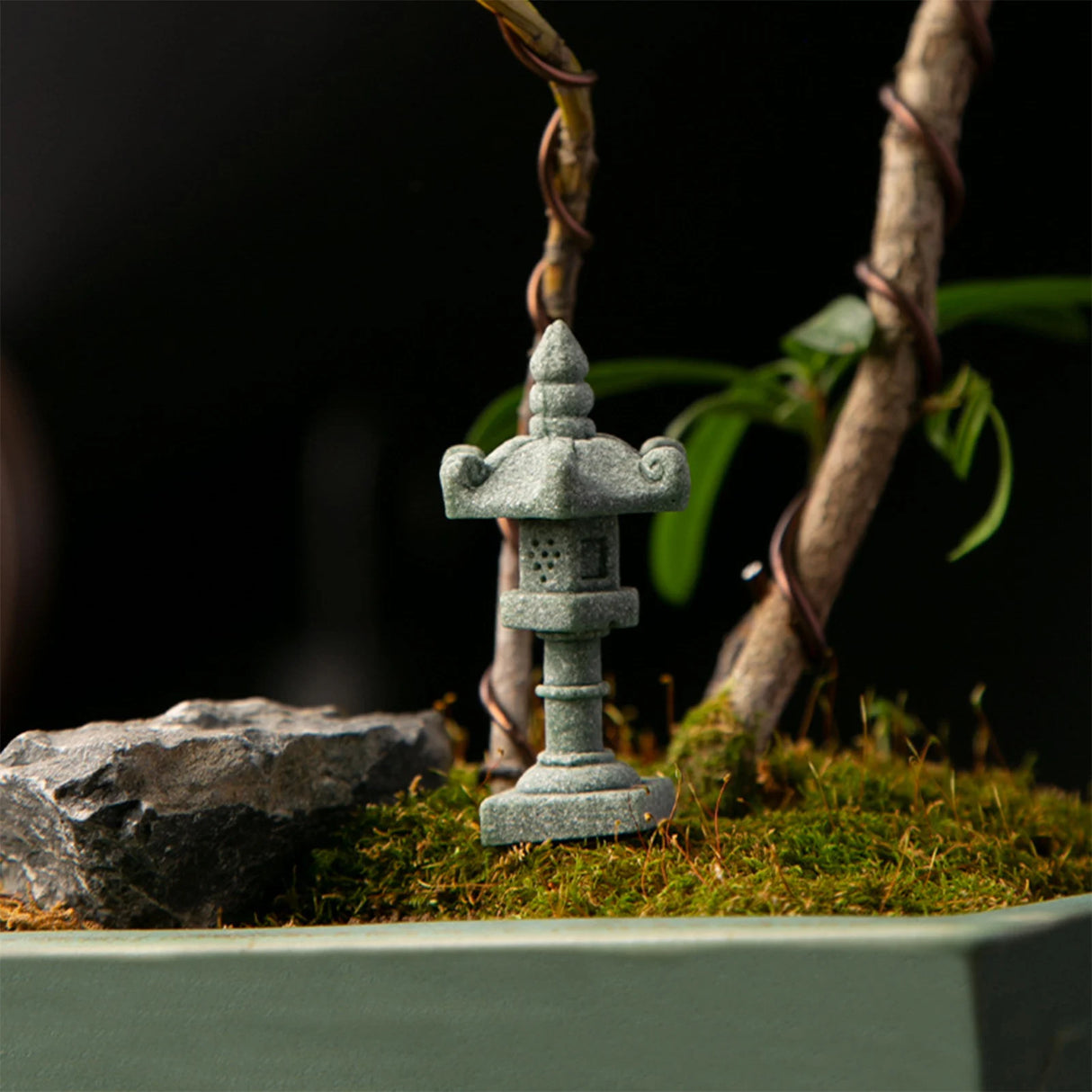 Chinese Pagoda Statue Miniature Sandstone Sculpture Asian Decor for Outdoor Car Landscape Decor