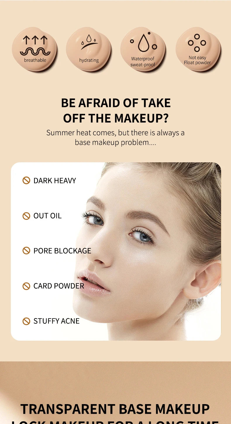 Ocheal 30 g CC Cream Foundation Corrector a prueba de agua Hidratante Protector solar Líquido FPS 50+ Prebase de maquillaje iluminadora de larga duración