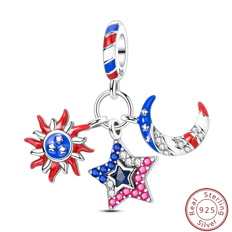 Ensemble de trois breloques en argent sterling S925, perles de 3 mm, motif princesse, golf, hamster, appareil photo, voyage, fabrication de bijoux fins