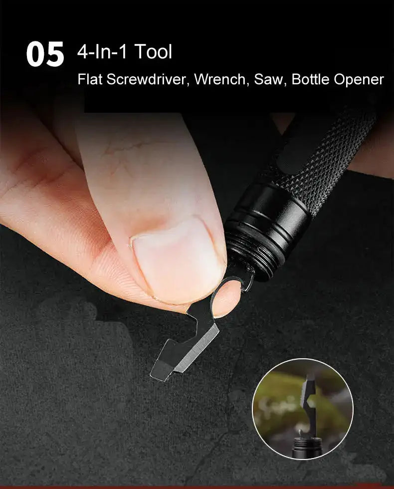 10-IN-1 Multi Function Portable Self Defense Pen Outdoor Survival Tool Fishing Whistle/Compass/Wrench/Screwdriver/Window Breaker - Lootquake