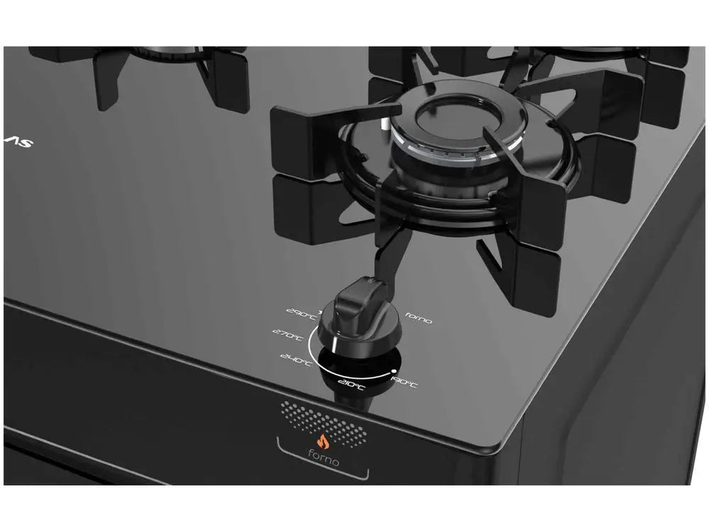 Table de cuisson 5 trous Atlas en verre noir avec plateau Monaco en verre - Bivolt