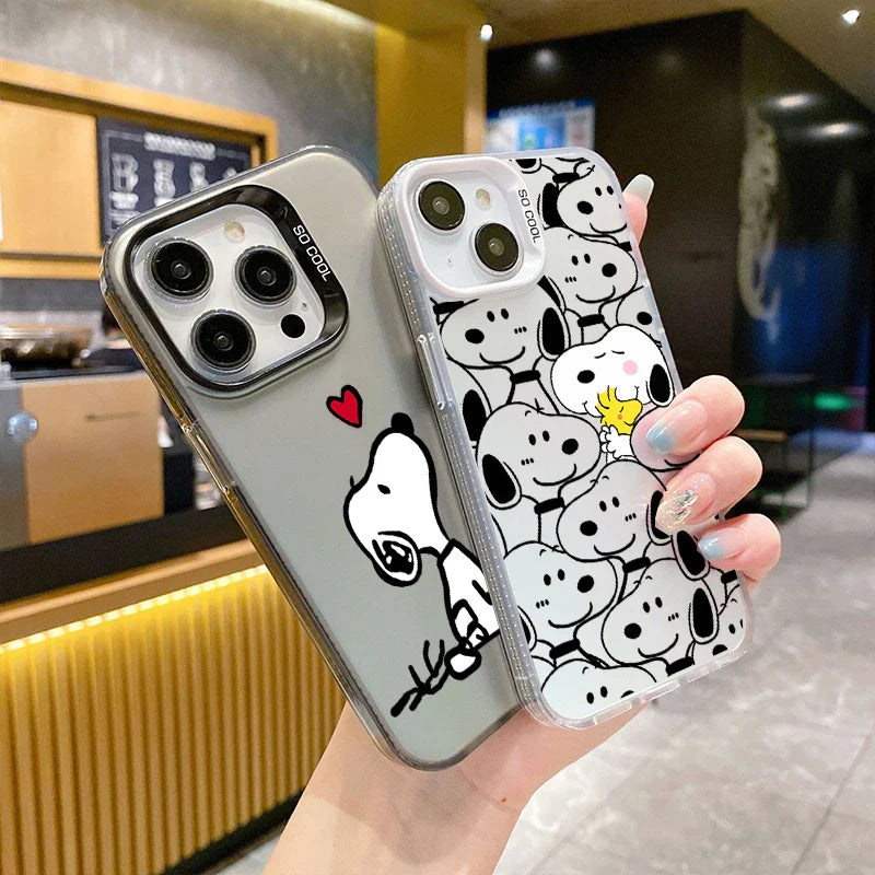 Preciosa funda de dibujos animados de Snoopy para iPhone