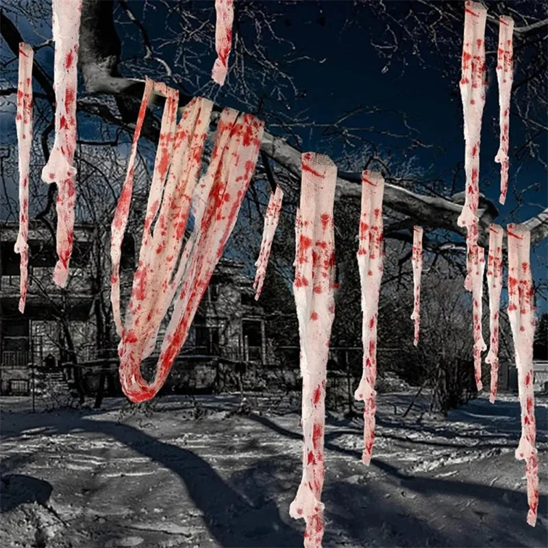 Haunted House Home Scene Decoration 3m/5m Halloween Bloody Gauze Bandage Warning Isolation Belt Horror Props For Halloween Party