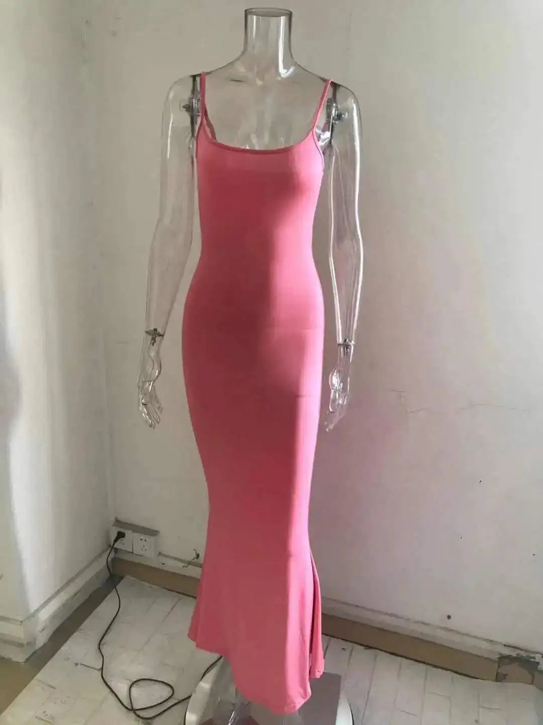 Dresses For Women 2023 Sexy Spaghetti Strap Black Long Dress Evening Y2k Sleeveless Solid Skinny Bodycon Maxi Vestidos - Lootquake